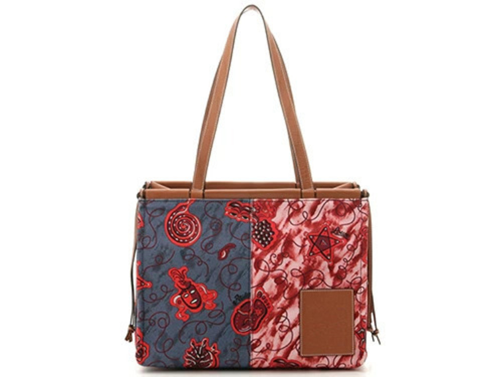 Loewe Bag Shoulder Cushion Tote Blue Red Brown Canvas Leather